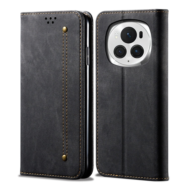 For Honor Magic6 Denim Texture Flip Leather Phone Case(Black) - Honor Cases by PMC TechLife | Online Shopping South Africa | PMC TechLife | Buy Now Pay Later Mobicred