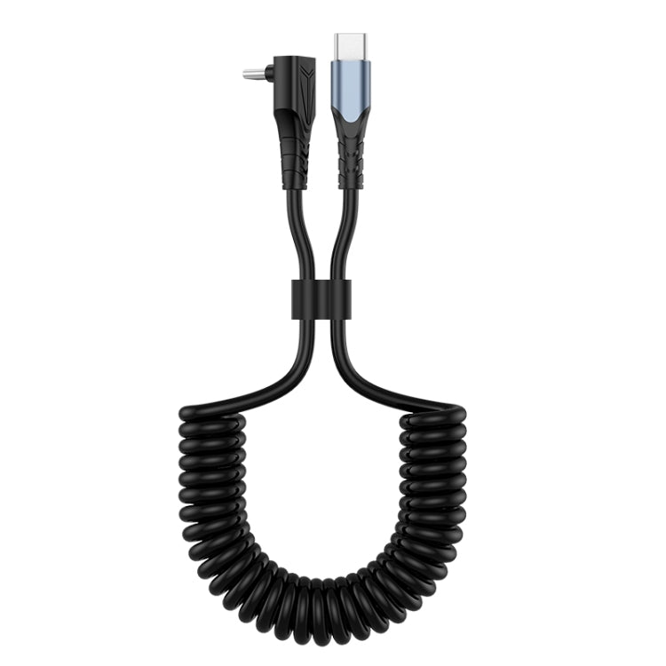 Type-C to Type-C Elbow Spring Charging Data Cable, Length: 1.5m(Black) - USB-C & Type-C Cable by PMC TechLife | Online Shopping South Africa | PMC TechLife