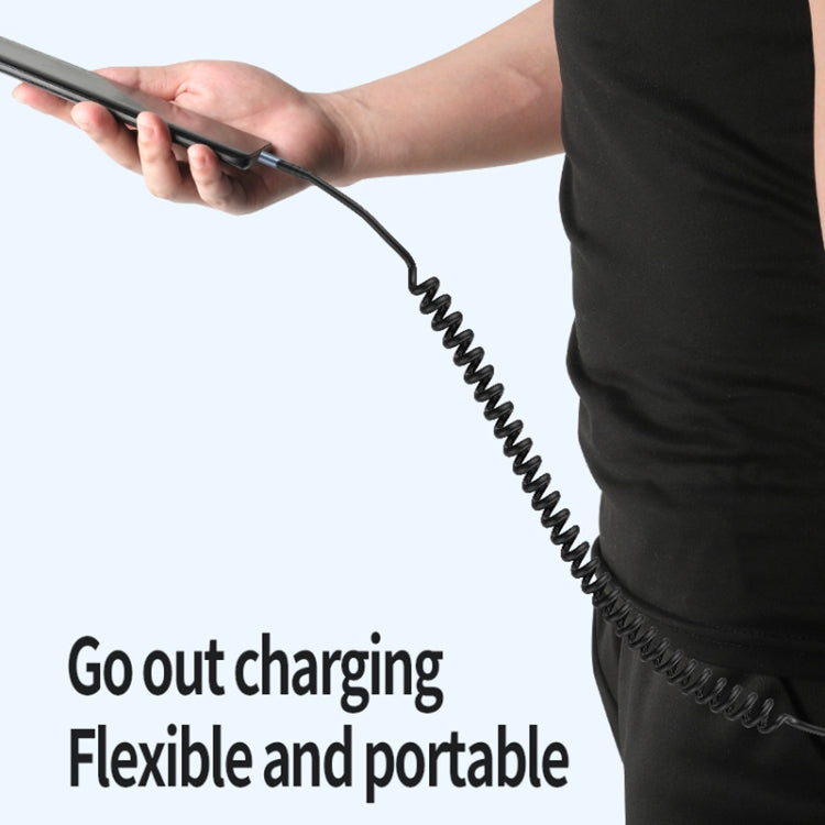 Type-C to 8 Pin + Type-C Elbow Spring Charging Data Cable, Length: 1.5m(Black) - Multifunctional Cable by PMC Jewellery | Online Shopping South Africa | PMC Jewellery | Buy Now Pay Later Mobicred