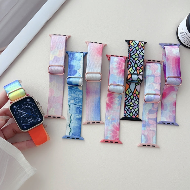 For Apple Watch 8 41mm Painted Pattern Nylon Replacement Watch Band(Flower Butterfly) - Watch Bands by PMc TechLife | Online Shopping South Africa | PMc TechLife | Buy Now Pay Later Mobicred