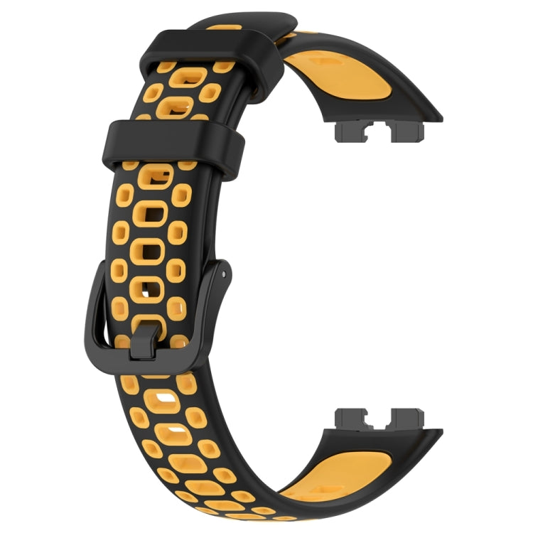 For Huawei Band 8 Two Color Silicone Replacement Watch Band(Black Yellow) - Watch Bands by PMC TechLife | Online Shopping South Africa | PMC TechLife