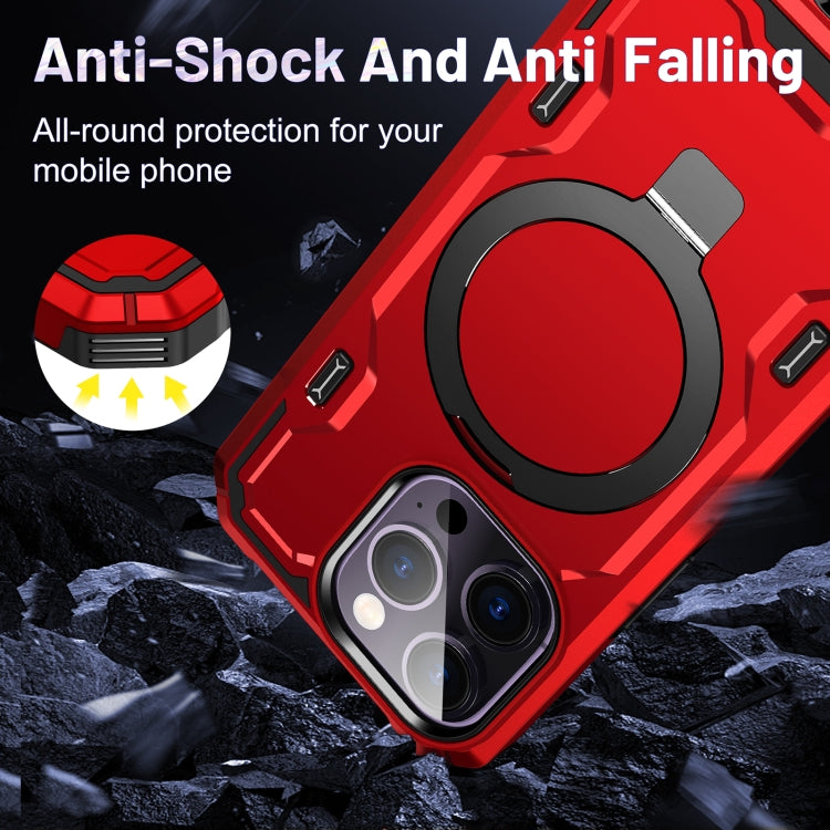 For iPhone 14 Pro Patronus MagSafe Magnetic Holder Phone Case(Red) - iPhone 14 Pro Cases by PMC TechLife | Online Shopping South Africa | PMC TechLife
