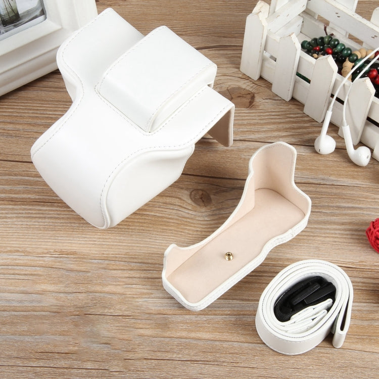 For Canon EOS R50 Full Body Magnetic Leather Camera Case Bag with Strap, Regular Edition(White) - Leather Bag by PMC TechLife | Online Shopping South Africa | PMC TechLife | Buy Now Pay Later Mobicred