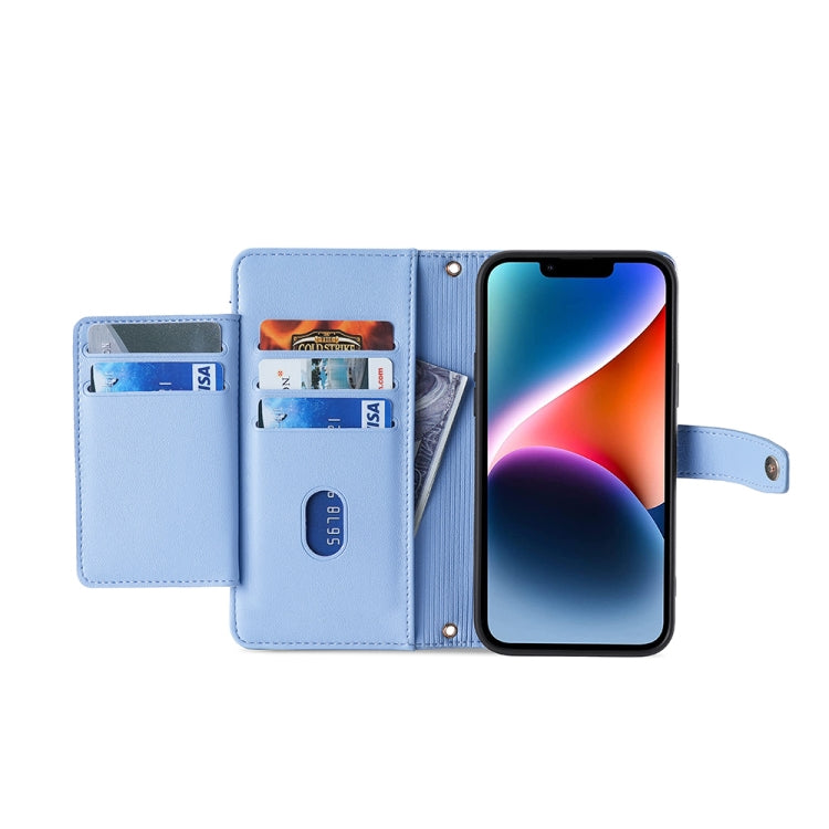 For Infinix Hot 30i 4G Sheep Texture Cross-body Zipper Wallet Leather Phone Case(Blue) - Infinix Cases by PMC TechLife | Online Shopping South Africa | PMC TechLife | Buy Now Pay Later Mobicred