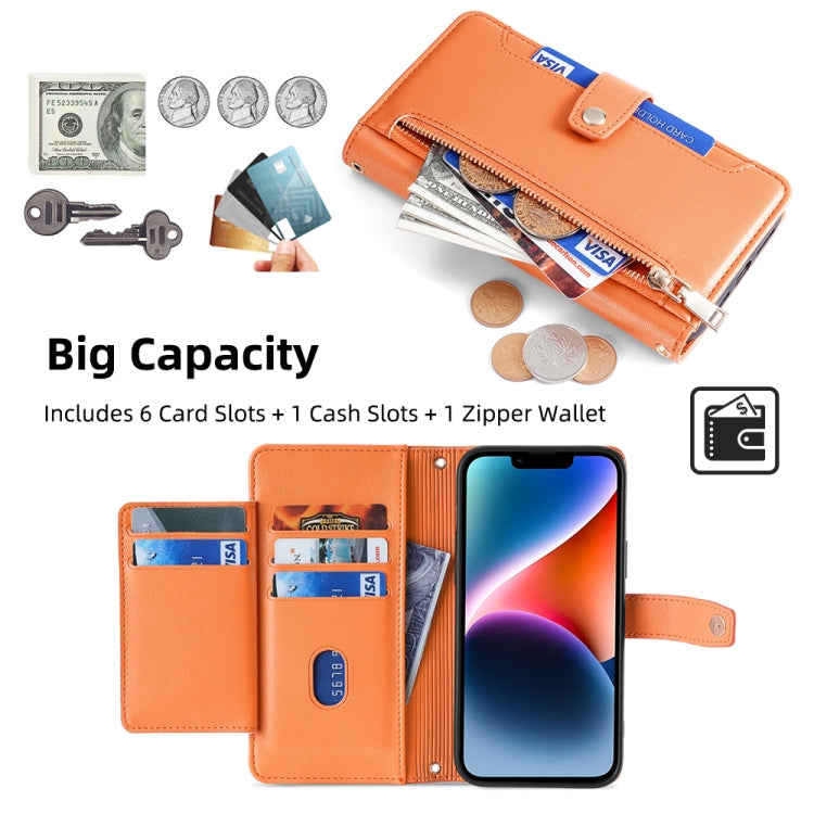 For Infinix Hot 50 4G Sheep Texture Cross-body Zipper Wallet Leather Phone Case(Orange) - Infinix Cases by PMC TechLife | Online Shopping South Africa | PMC TechLife | Buy Now Pay Later Mobicred