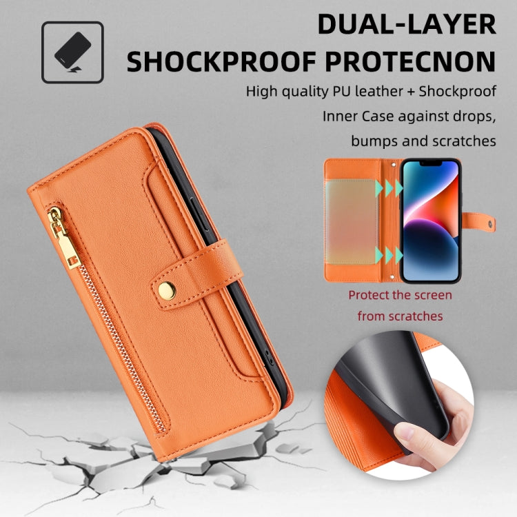 For Infinix Hot 50 4G Sheep Texture Cross-body Zipper Wallet Leather Phone Case(Orange) - Infinix Cases by PMC TechLife | Online Shopping South Africa | PMC TechLife | Buy Now Pay Later Mobicred