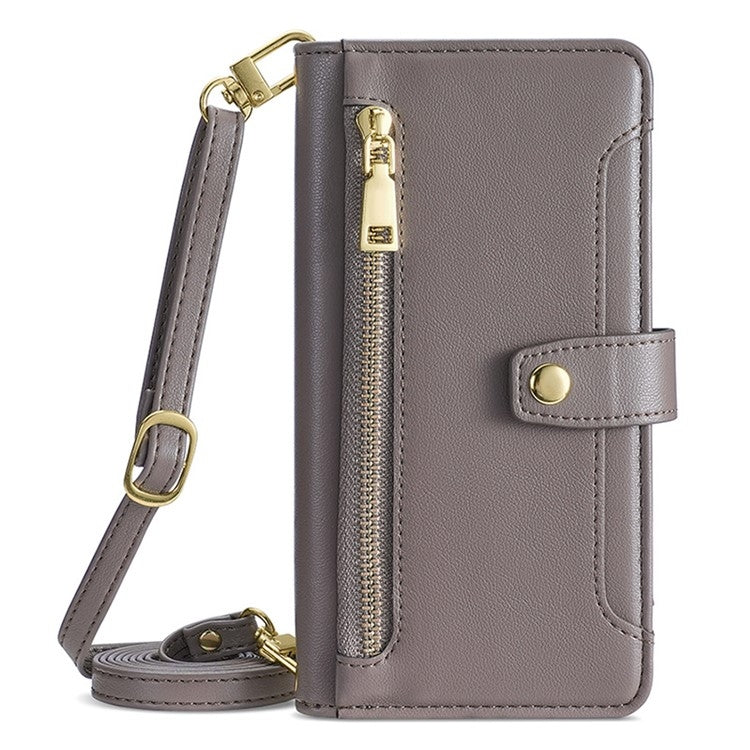 For Infinix Hot 50 4G Sheep Texture Cross-body Zipper Wallet Leather Phone Case(Grey) - Infinix Cases by PMC TechLife | Online Shopping South Africa | PMC TechLife | Buy Now Pay Later Mobicred