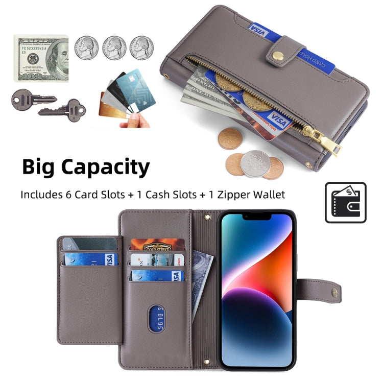 For Infinix Hot 50 4G Sheep Texture Cross-body Zipper Wallet Leather Phone Case(Grey) - Infinix Cases by PMC TechLife | Online Shopping South Africa | PMC TechLife | Buy Now Pay Later Mobicred