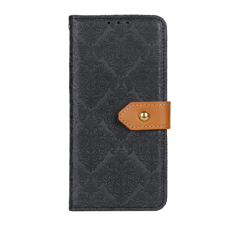 For iPhone 16 European Floral Embossed Leather Phone Case(Black) - iPhone 16 Cases by PMC TechLife | Online Shopping South Africa | PMC TechLife | Buy Now Pay Later Mobicred