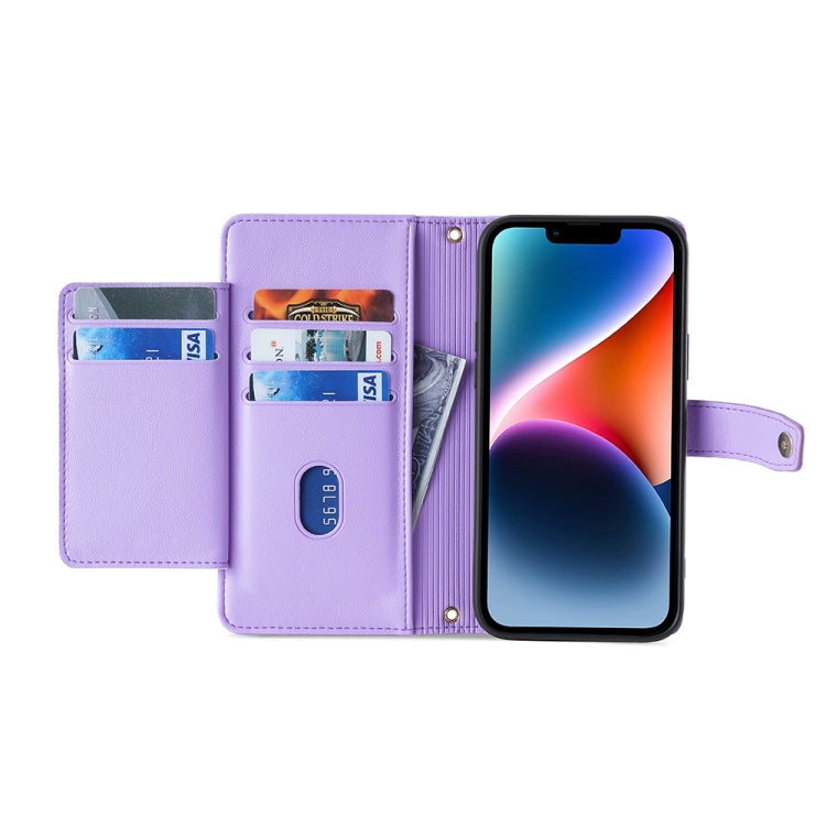 For Sharp Aquos R8 Pro SH-51 Sheep Texture Cross-body Zipper Wallet Leather Phone Case(Purple) - More Brand by PMC TechLife | Online Shopping South Africa | PMC TechLife | Buy Now Pay Later Mobicred
