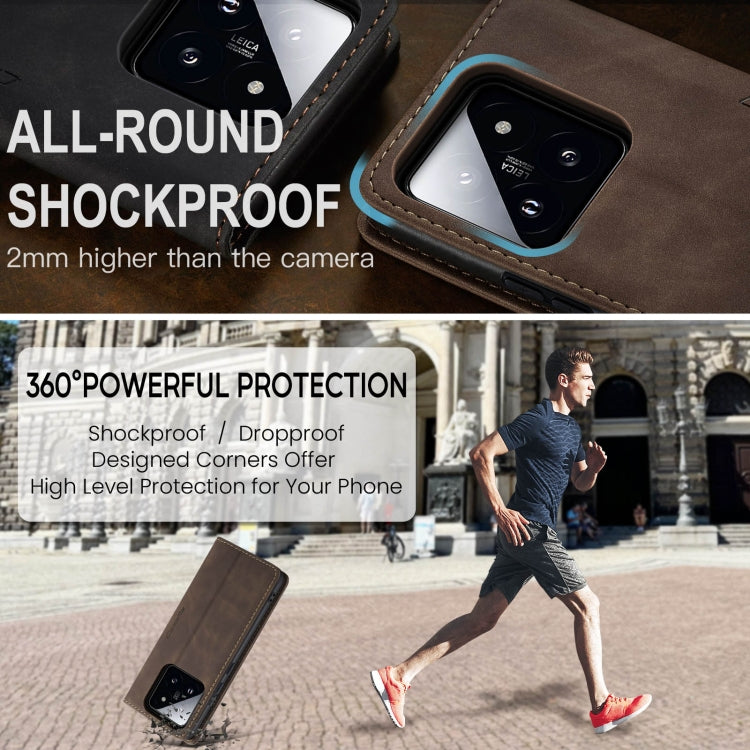 For Xiaomi 14 CaseMe 013 Multifunctional Horizontal Flip Leather Phone Case(Coffee) - free shipping - PMC Jewellery - Order now!