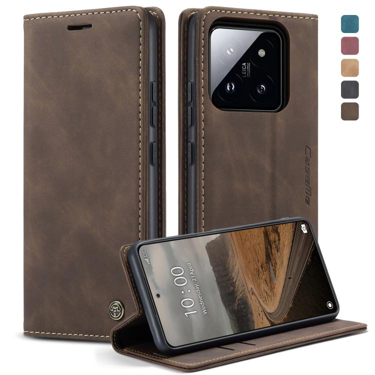 For Xiaomi 14 CaseMe 013 Multifunctional Horizontal Flip Leather Phone Case(Coffee) - free shipping - PMC Jewellery - Order now!