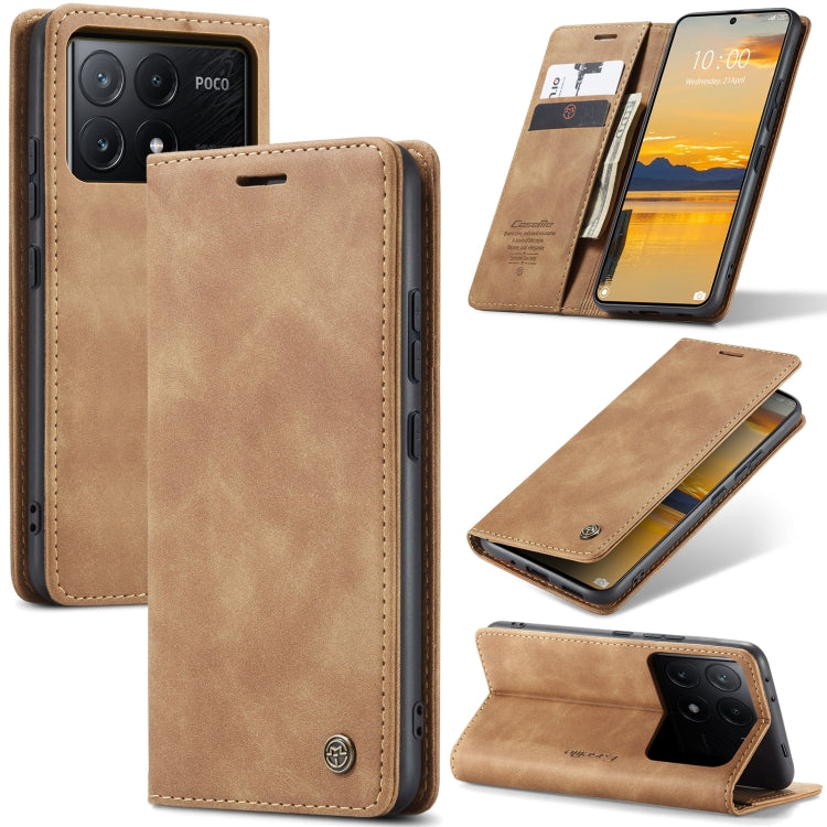 For Xiaomi Redmi K70E 5G CaseMe 013 Multifunctional Horizontal Flip Leather Phone Case(Brown) - Xiaomi Cases by CaseMe | Online Shopping South Africa | PMC Jewellery | Buy Now Pay Later Mobicred
