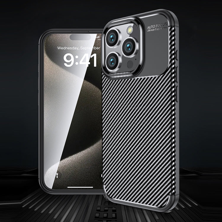For iPhone 16 Pro Carbon Fiber Texture Shockproof TPU Phone Case(Black) - iPhone 16 Pro Cases by PMC TechLife | Online Shopping South Africa | PMC TechLife | Buy Now Pay Later Mobicred