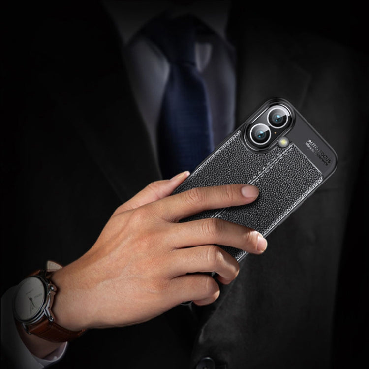 For iPhone 16 Plus Litchi Texture Shockproof TPU Phone Case(Blue) - iPhone 16 Plus Cases by PMC TechLife | Online Shopping South Africa | PMC TechLife | Buy Now Pay Later Mobicred