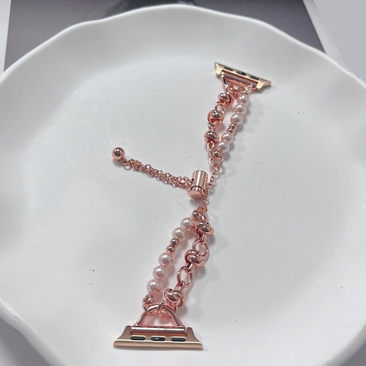 For Apple Watch SE 44mm Pearl Bracelet Metal Watch Band(Rose Gold) - free shipping - PMC TechLife - Order now!