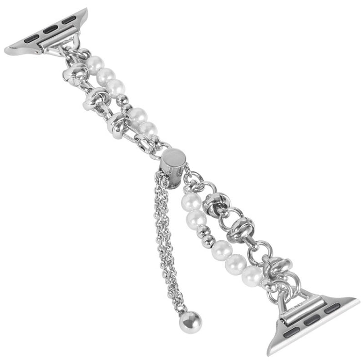 For Apple Watch 6 44mm Pearl Bracelet Metal Watch Band(Silver) - free shipping - PMC TechLife - Order now!