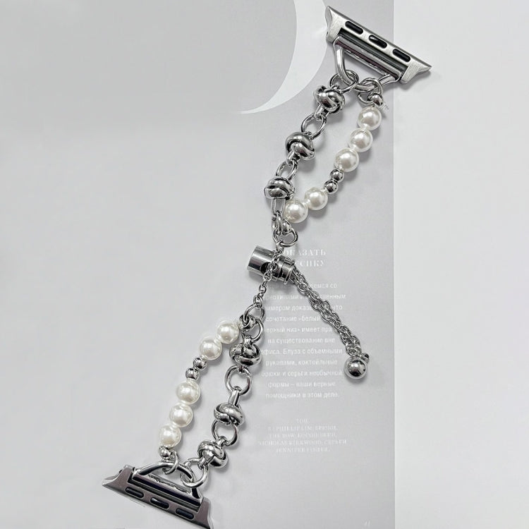 For Apple Watch Ultra 2 49mm Pearl Bracelet Metal Watch Band(Silver) - Watch Bands by PMC TechLife | Online Shopping South Africa | PMC TechLife