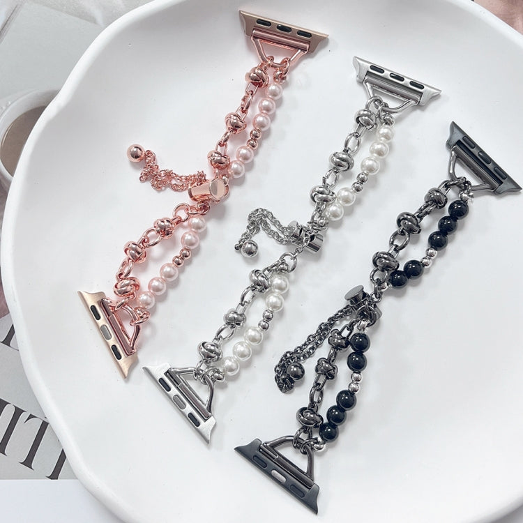 For Apple Watch SE 2023 40mm Pearl Bracelet Metal Watch Band(Rose Gold) - Watch Bands by PMC TechLife | Online Shopping South Africa | PMC TechLife