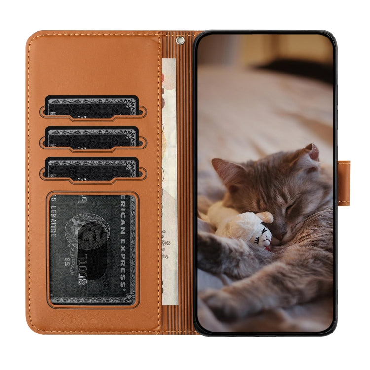 For iPhone 16 Plus Cat Embossing Pattern Leather Phone Case with Lanyard(Brown) - iPhone 16 Plus Cases by PMC TechLife | Online Shopping South Africa | PMC TechLife | Buy Now Pay Later Mobicred