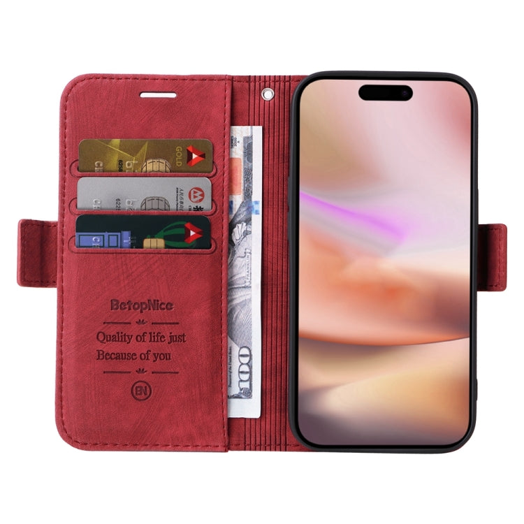 For iPhone 16 Plus BETOPNICE Dual-side Buckle Leather Phone Case(Red) - iPhone 16 Plus Cases by BETOPNICE | Online Shopping South Africa | PMC TechLife | Buy Now Pay Later Mobicred