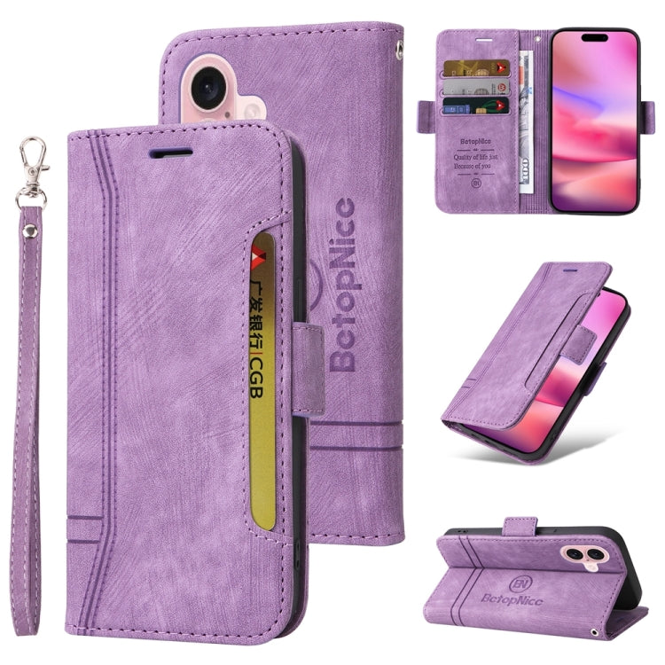For iPhone 16 BETOPNICE Dual-side Buckle Leather Phone Case(Purple) - free shipping - PMC TechLife - Order now!