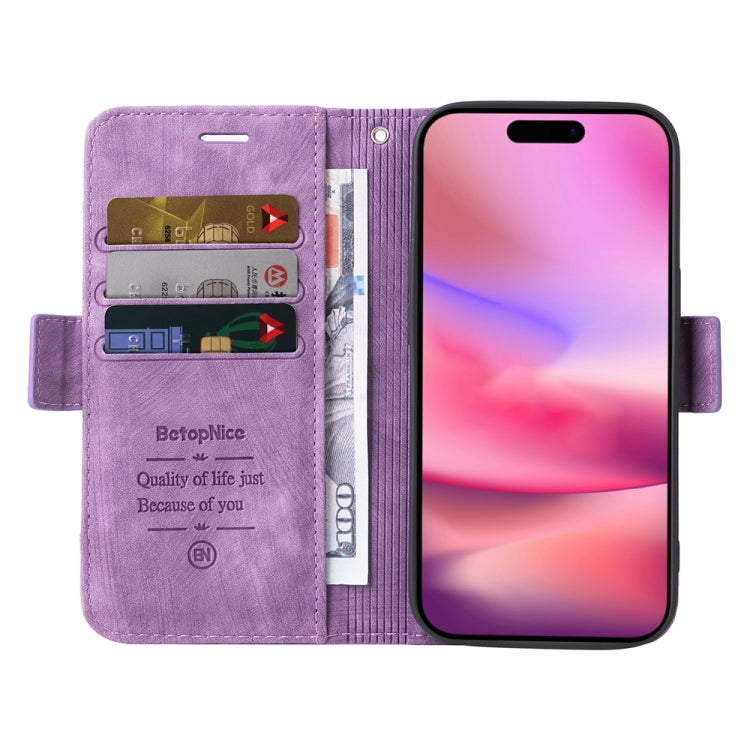 For iPhone 16 BETOPNICE Dual-side Buckle Leather Phone Case(Purple) - free shipping - PMC TechLife - Order now!