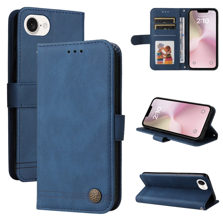 For iPhone 16e Skin Feel Life Tree Leather Phone Case(Blue) - iPhone 16e Cases by PMC TechLife | Online Shopping South Africa | PMC TechLife | Buy Now Pay Later Mobicred
