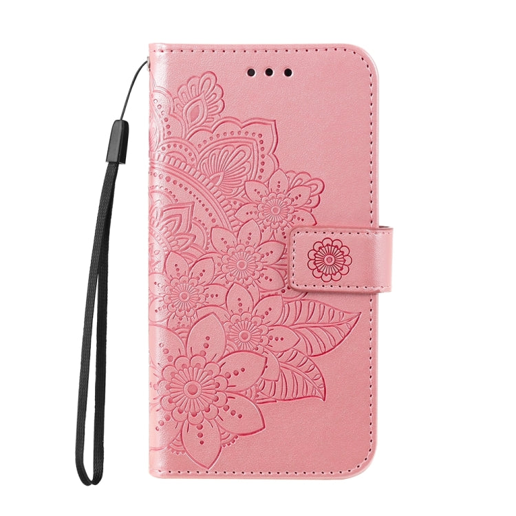 For iPhone 16 Pro Max 7-petal Flowers Embossing Leather Phone Case(Rose Gold) - iPhone 16 Pro Max Cases by PMC TechLife | Online Shopping South Africa | PMC TechLife | Buy Now Pay Later Mobicred