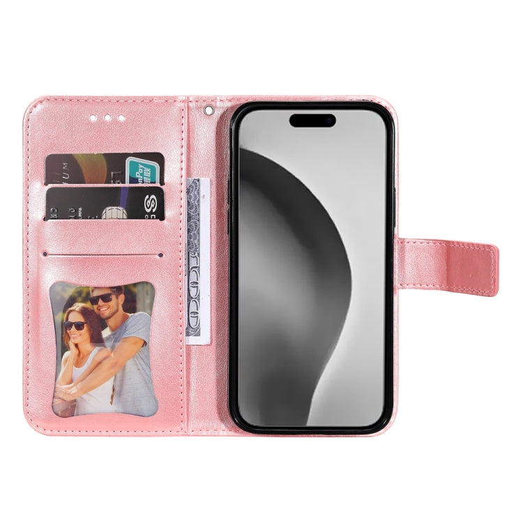 For iPhone 16 Pro Max 7-petal Flowers Embossing Leather Phone Case(Rose Gold) - iPhone 16 Pro Max Cases by PMC TechLife | Online Shopping South Africa | PMC TechLife | Buy Now Pay Later Mobicred