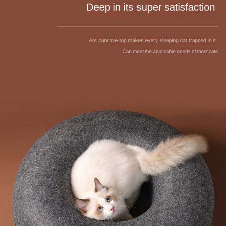 Round Wool Felt Cat Litter Tunnel Cat Litter, Size:60x60x27cm(Light Grey) - Beds by PMC TechLife | Online Shopping South Africa | PMC TechLife | Buy Now Pay Later Mobicred