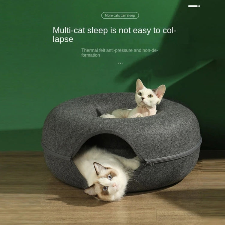 Round Wool Felt Cat Litter Tunnel Cat Litter, Size:60x60x27cm(Blue) - Beds by PMC TechLife | Online Shopping South Africa | PMC TechLife | Buy Now Pay Later Mobicred