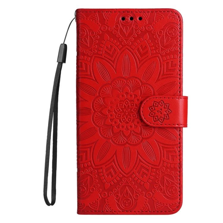 For iPhone 16 Pro Max Embossed Sunflower Leather Phone Case(Red) - iPhone 16 Pro Max Cases by PMC TechLife | Online Shopping South Africa | PMC TechLife | Buy Now Pay Later Mobicred