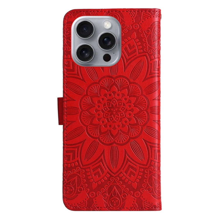 For iPhone 16 Pro Max Embossed Sunflower Leather Phone Case(Red) - iPhone 16 Pro Max Cases by PMC TechLife | Online Shopping South Africa | PMC TechLife | Buy Now Pay Later Mobicred