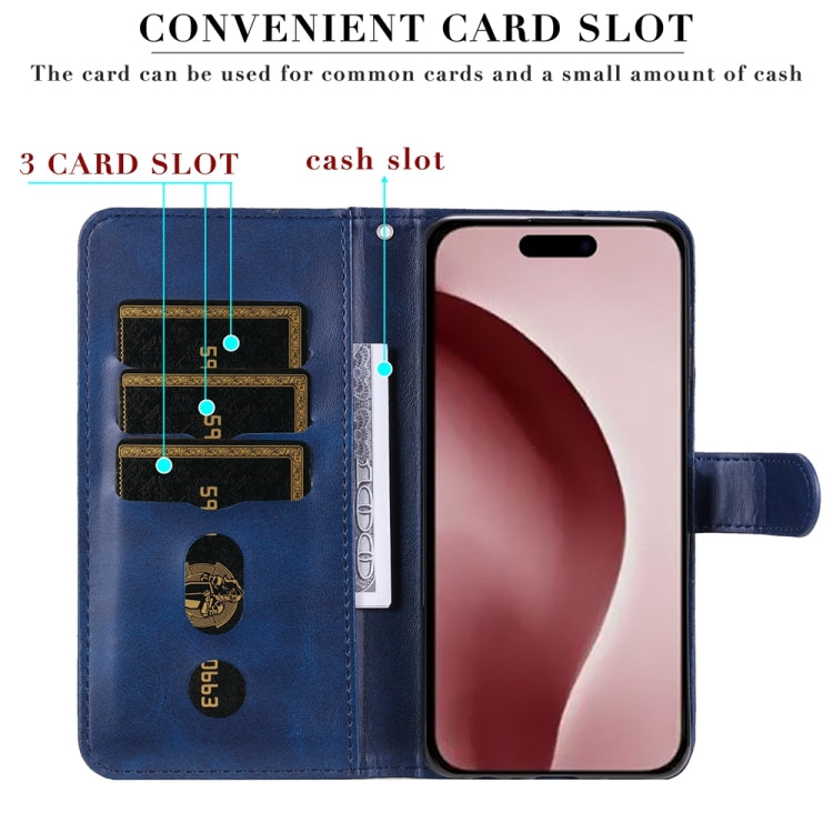 For iPhone 16 Pro Fashion Calf Texture Zipper Leather Phone Case(Blue) - iPhone 16 Pro Cases by PMC TechLife | Online Shopping South Africa | PMC TechLife | Buy Now Pay Later Mobicred