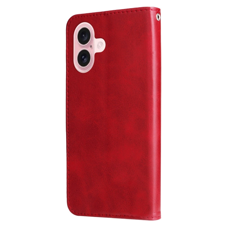 For iPhone 16 Fashion Calf Texture Zipper Leather Phone Case(Red) - iPhone 16 Cases by PMC TechLife | Online Shopping South Africa | PMC TechLife | Buy Now Pay Later Mobicred
