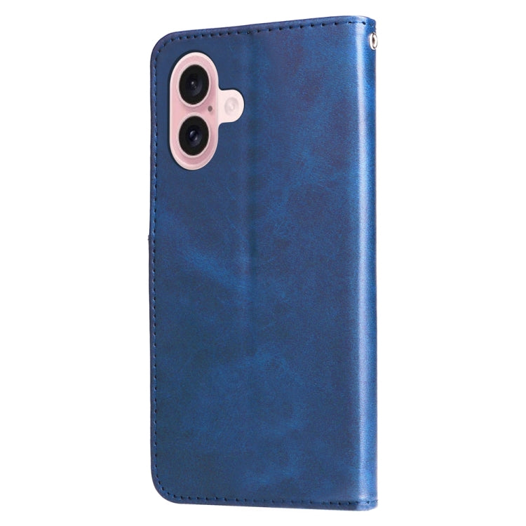 For iPhone 16 Fashion Calf Texture Zipper Leather Phone Case(Blue) - iPhone 16 Cases by PMC TechLife | Online Shopping South Africa | PMC TechLife | Buy Now Pay Later Mobicred