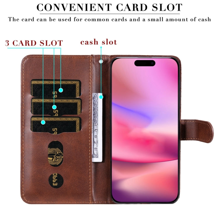 For iPhone 16 Fashion Calf Texture Zipper Leather Phone Case(Brown) - iPhone 16 Cases by PMC TechLife | Online Shopping South Africa | PMC TechLife | Buy Now Pay Later Mobicred