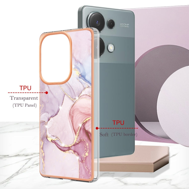 For Xiaomi Redmi Note 13 Pro 4G Global Electroplating Marble Dual-side IMD Phone Case(Rose Gold 005) - free shipping - PMC TechLife - Order now!