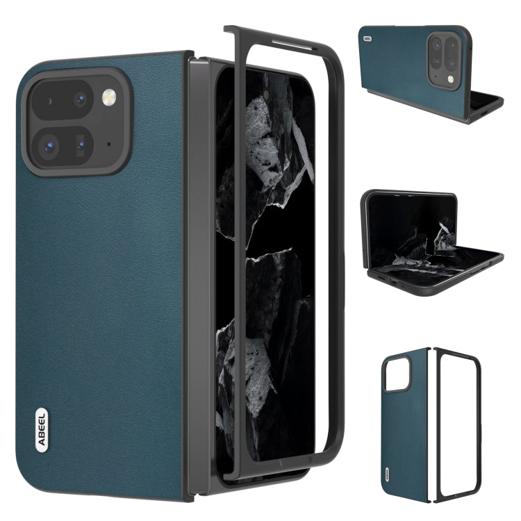 For Google Pixel 9 Pro Fold ABEEL Genuine Leather Xiaoya Series Phone Case(Dark Green) - Google Cases by PMC TechLife | Online Shopping South Africa | PMC TechLife | Buy Now Pay Later Mobicred