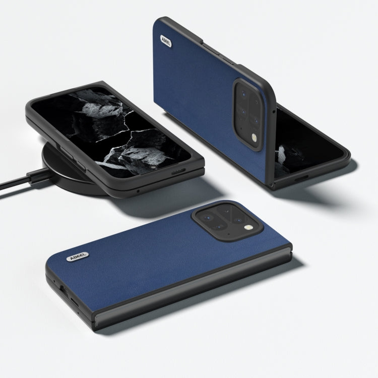 For Google Pixel 9 Pro Fold ABEEL Genuine Leather Xiaoya Series Phone Case(Blue) - Google Cases by PMC TechLife | Online Shopping South Africa | PMC TechLife | Buy Now Pay Later Mobicred