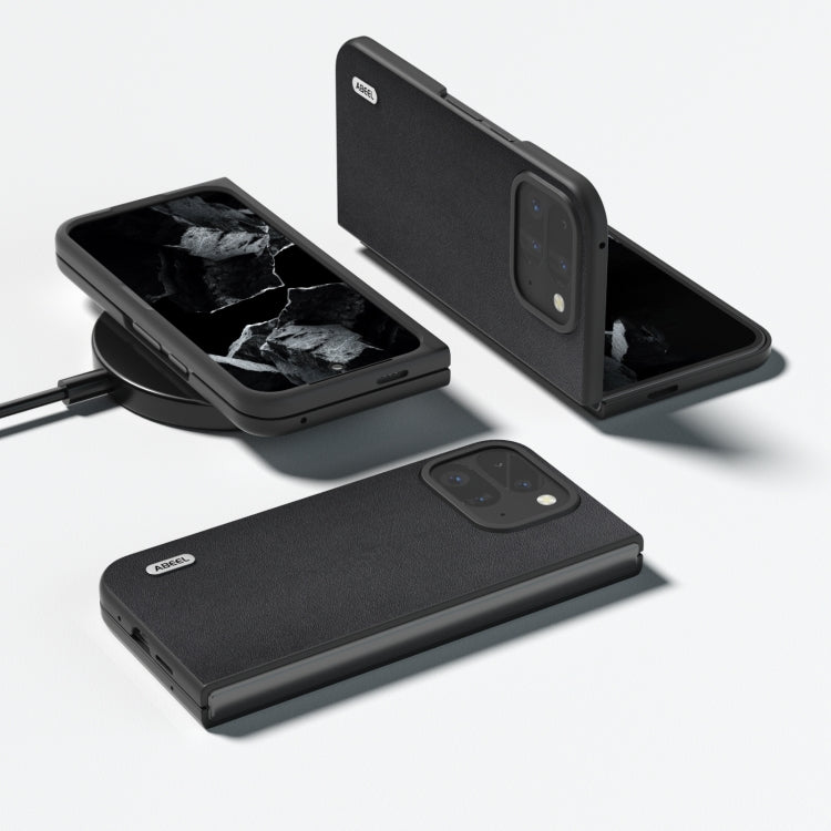 For Google Pixel 9 Pro Fold ABEEL Genuine Leather Xiaoya Series Phone Case(Black) - Google Cases by PMC TechLife | Online Shopping South Africa | PMC TechLife | Buy Now Pay Later Mobicred