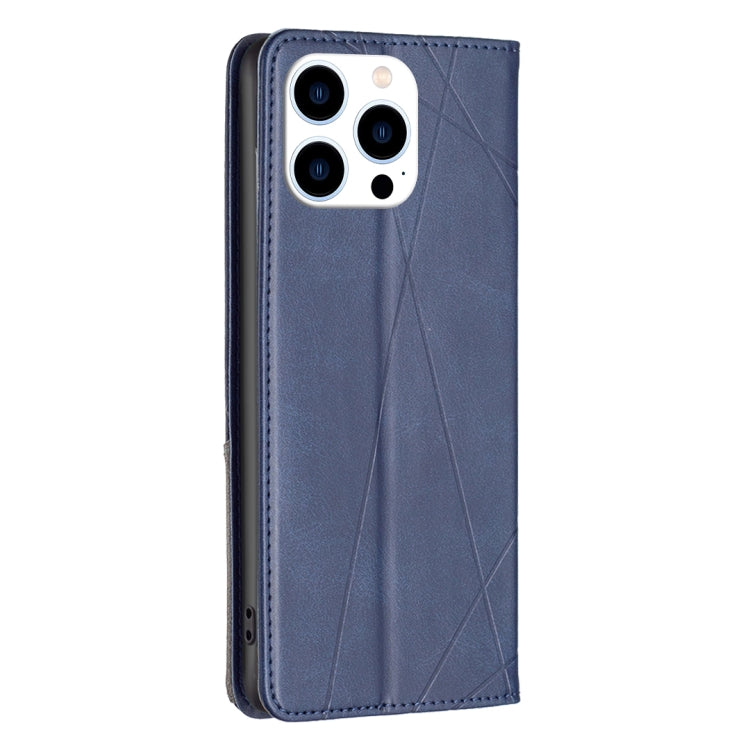 For iPhone 16 Pro Rhombus Texture Magnetic Leather Phone Case(Blue) - iPhone 16 Pro Cases by PMC TechLife | Online Shopping South Africa | PMC TechLife | Buy Now Pay Later Mobicred