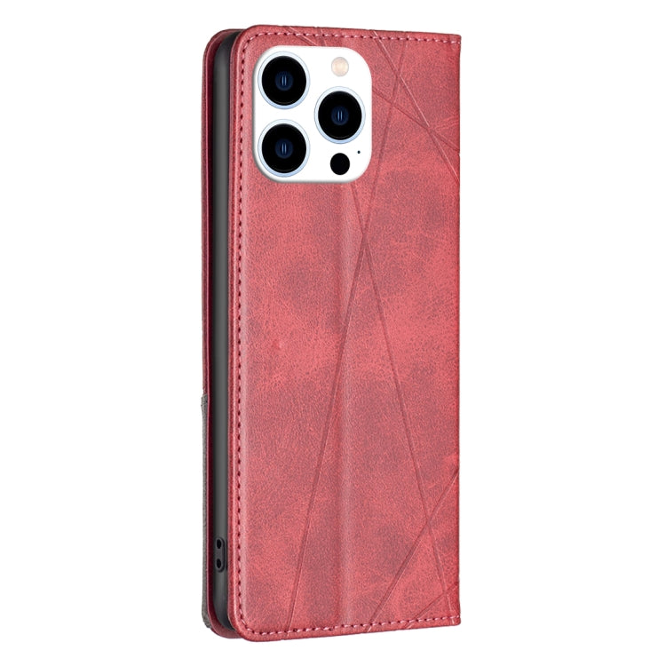 For iPhone 16 Pro Max Rhombus Texture Magnetic Leather Phone Case(Red) - iPhone 16 Pro Max Cases by PMC TechLife | Online Shopping South Africa | PMC TechLife | Buy Now Pay Later Mobicred