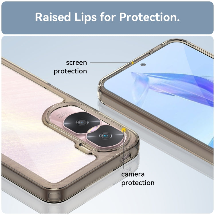 For Honor 90 Lite Colorful Series Acrylic Hybrid TPU Phone Case(Transparent Grey) - Honor Cases by PMC TechLife | Online Shopping South Africa | PMC TechLife | Buy Now Pay Later Mobicred