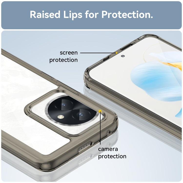 For Honor 100 Colorful Series Acrylic Hybrid TPU Phone Case(Transparent Grey) - Honor Cases by PMC TechLife | Online Shopping South Africa | PMC TechLife | Buy Now Pay Later Mobicred