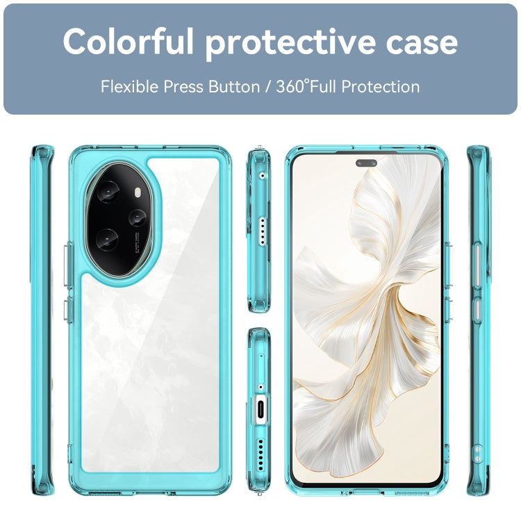 For Honor 100 Pro Colorful Series Acrylic Hybrid TPU Phone Case(Transparent Blue) - Honor Cases by PMC TechLife | Online Shopping South Africa | PMC TechLife | Buy Now Pay Later Mobicred