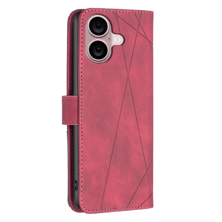 For iPhone 16 Magnetic Buckle Rhombus Texture Leather Phone Case(Red) - iPhone 16 Cases by PMC TechLife | Online Shopping South Africa | PMC TechLife | Buy Now Pay Later Mobicred