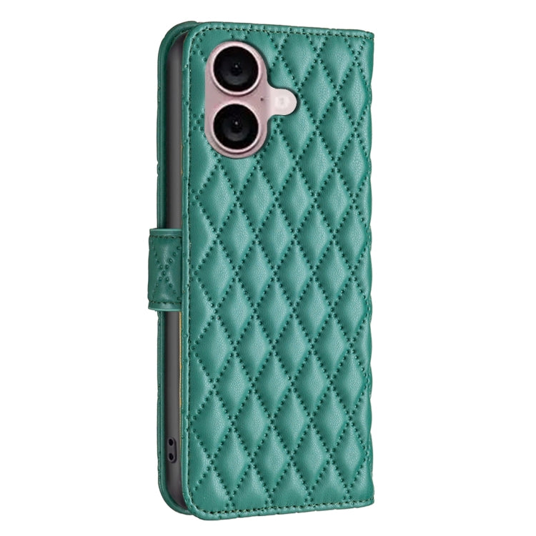 For iPhone 16 Diamond Lattice Wallet Flip Leather Phone Case(Green) - iPhone 16 Cases by PMC TechLife | Online Shopping South Africa | PMC TechLife | Buy Now Pay Later Mobicred