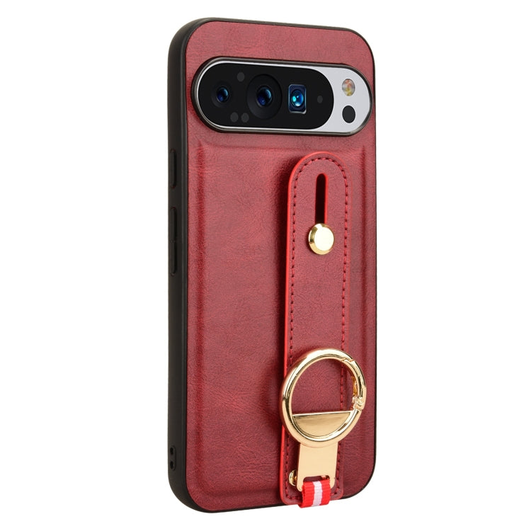 For Google Pixel 9 Wristband Leather Back Phone Case(Red) - Google Cases by PMC TechLife | Online Shopping South Africa | PMC TechLife | Buy Now Pay Later Mobicred